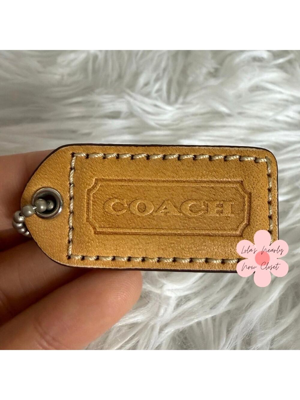 2" y2k COACH Vintage Khaki Tan Fob Bag Charm Hang tag Hangtag